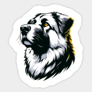 Stunning and Cool Anatolian Shepherd Dog Monochrome and Gold Portrait for Father's Day Sticker